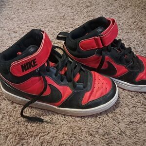 Nike Kids Black and Red High-Top Sneakers
